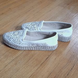 Clorinda Antinori White Sparkle Floral Espadrilles Sneakers